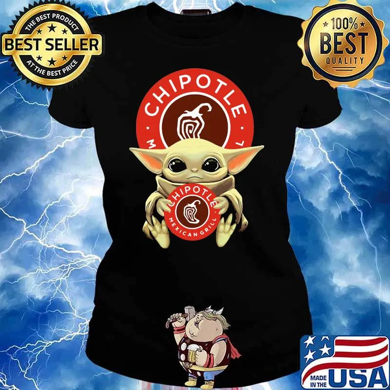 Baby Yoda Hug Chipotle Mexican Girl Logo Shirt Ladies tee