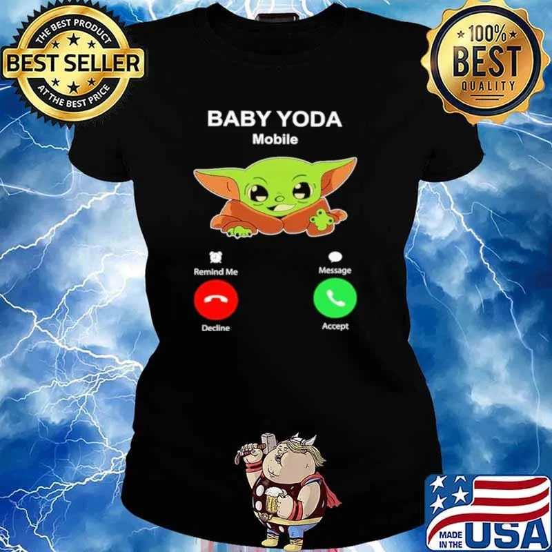 Baby Yoda Mobile decline and accept Ladies tee