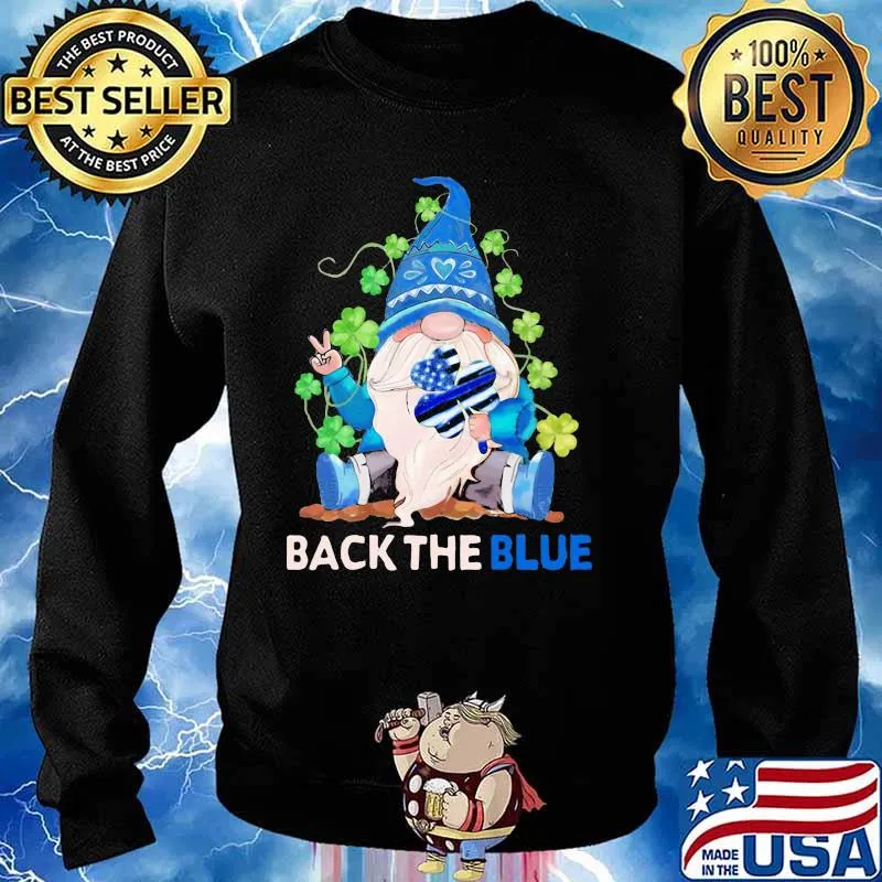Back The Blue Police Gnome Patricks Day Shirt Sweater