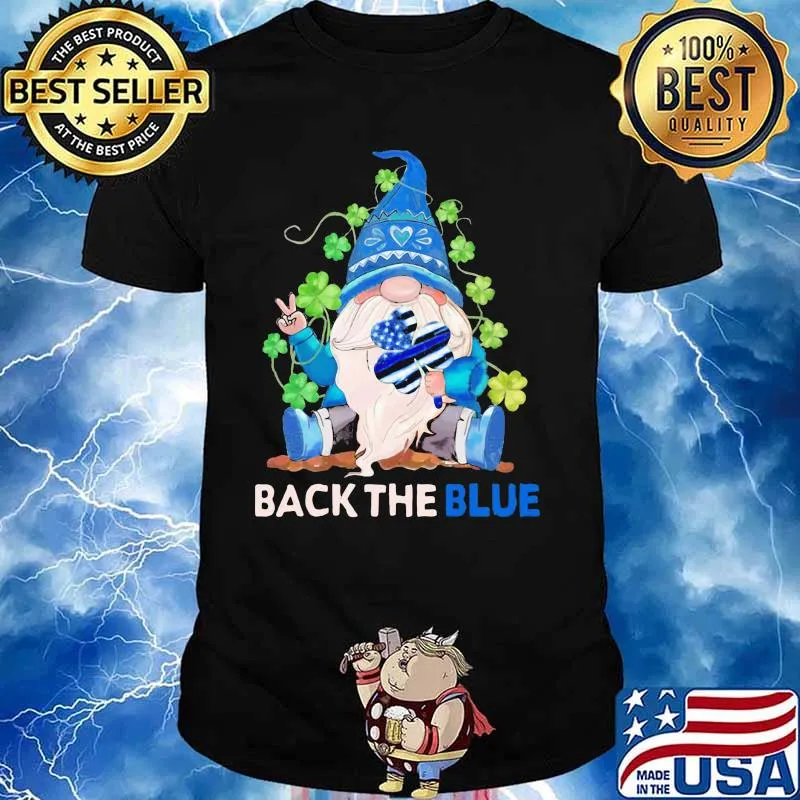 Back The Blue Police Gnome Patricks Day Shirt