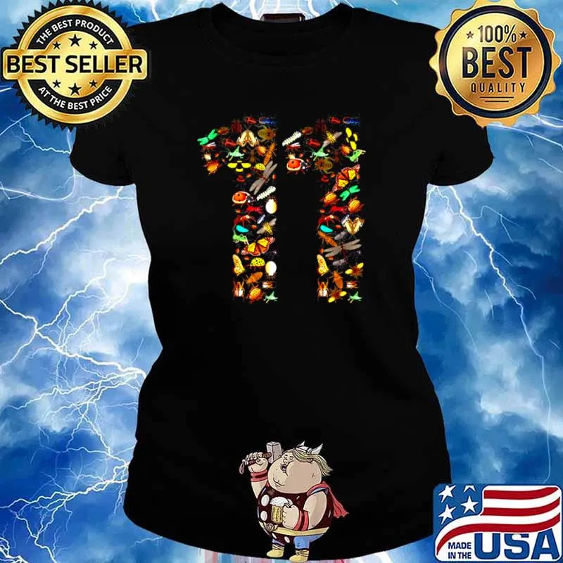 Bugs 11th Birthday Years Old Boy Girl Kid Ladies tee