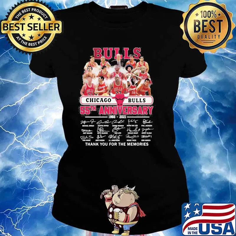 Chicago Bulls 55th anniversary 1966-2021 thank you for the memories signatures Ladies tee