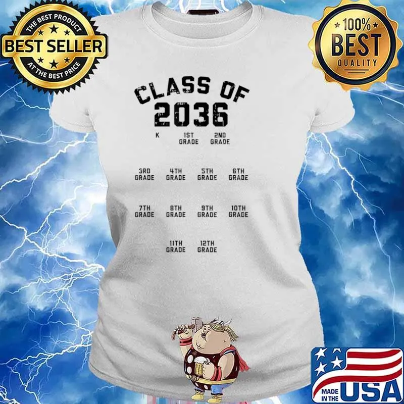 Class Of 2036 Handprint First Day Kindergarten Grow With Me Shirt Ladies tee