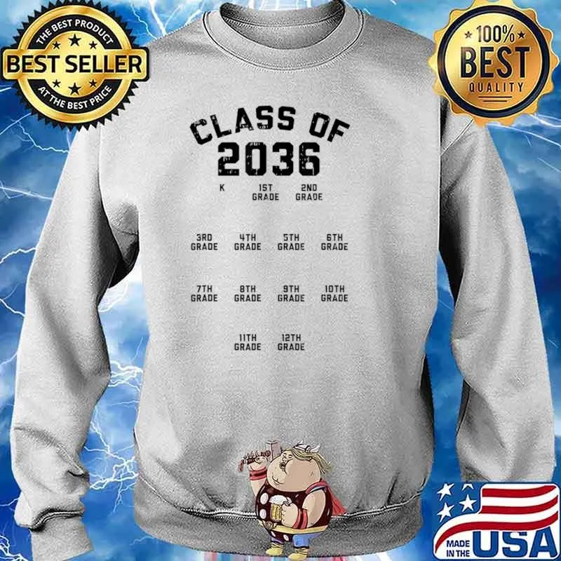 Class Of 2036 Handprint First Day Kindergarten Grow With Me Shirt Sweater