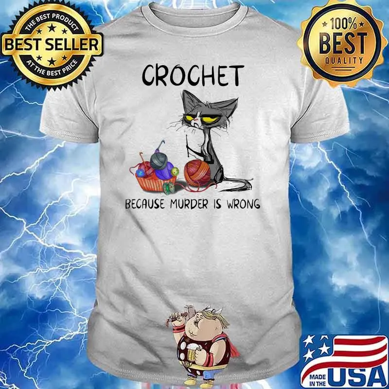 Crochet Because Murder Is Wrong Cat Knit Shirt