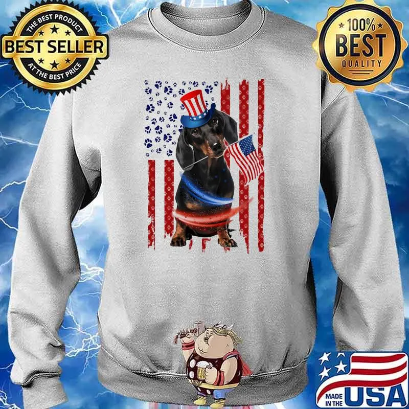 Dachshund Independence Day Flag Shirt Sweater