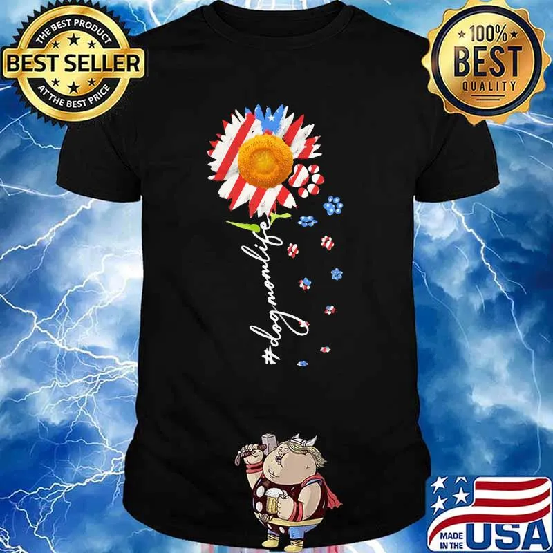 Dog Mom Life Sunflower American Flag Shirt