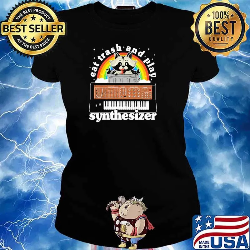 Eat Trash Play Synthesizer Rainbow Shirt Ladies tee