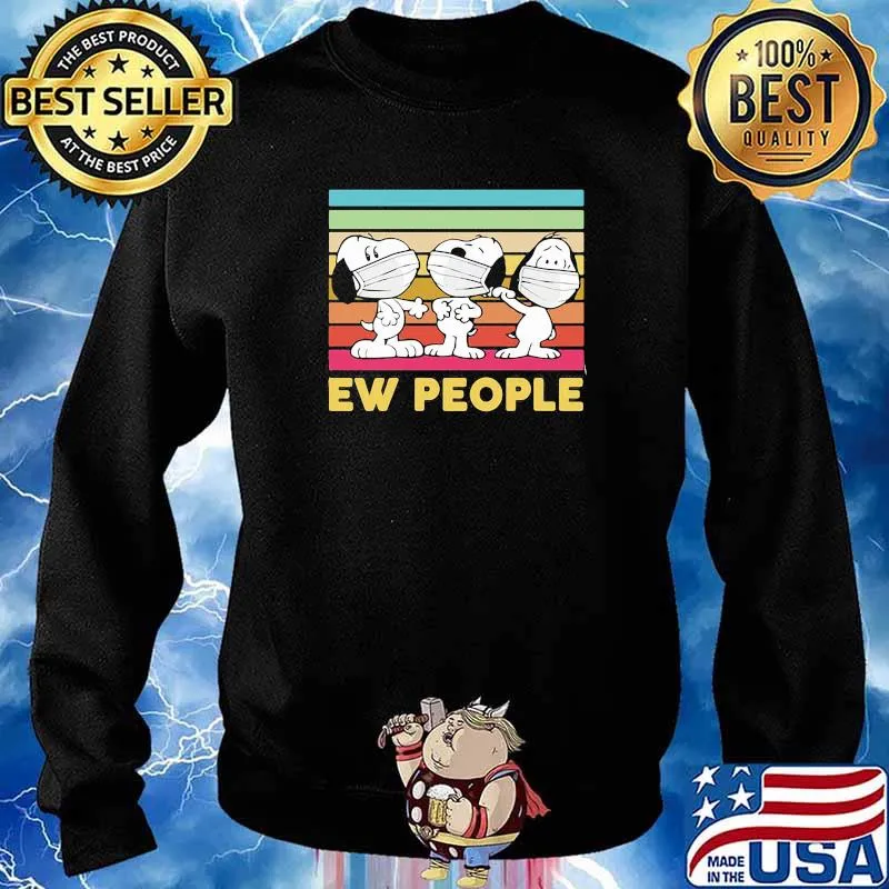 Ew People Three Snoopy Wear Mask VIntage Shirt Sweater