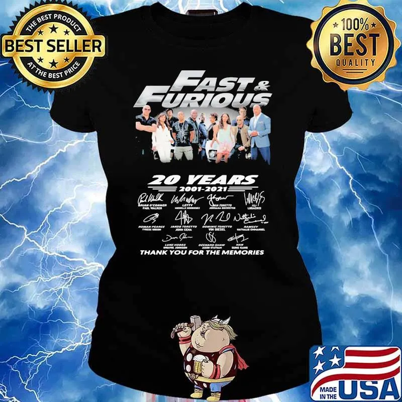 Fast And Furious 20 Years 2001 2021 Thank You For The Memories Signatures Shirt Ladies tee
