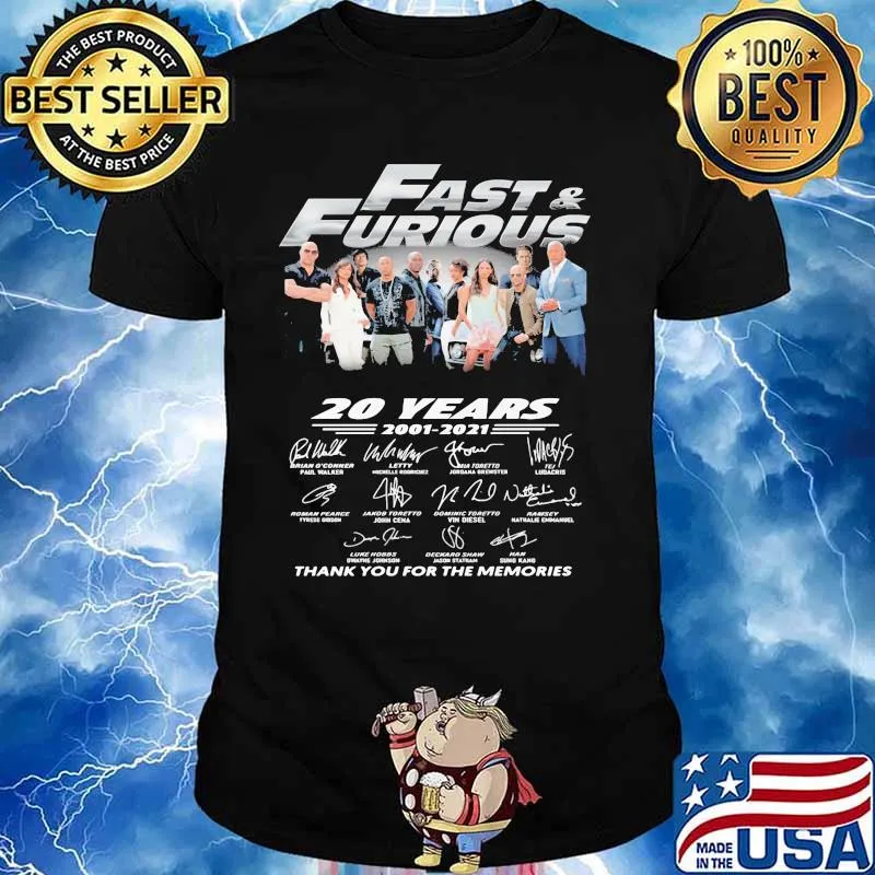 Fast And Furious 20 Years 2001 2021 Thank You For The Memories Signatures Shirt