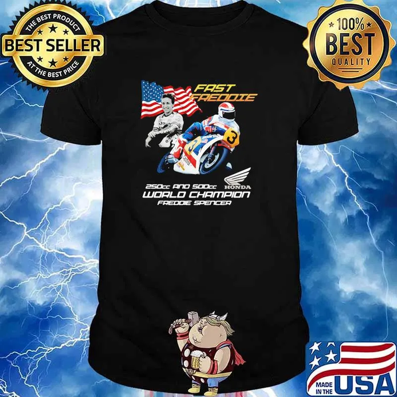 Fast Freddie 250cc And 500cc World Chamoion Freddie Spencer Honda Logo American Flag Shirt