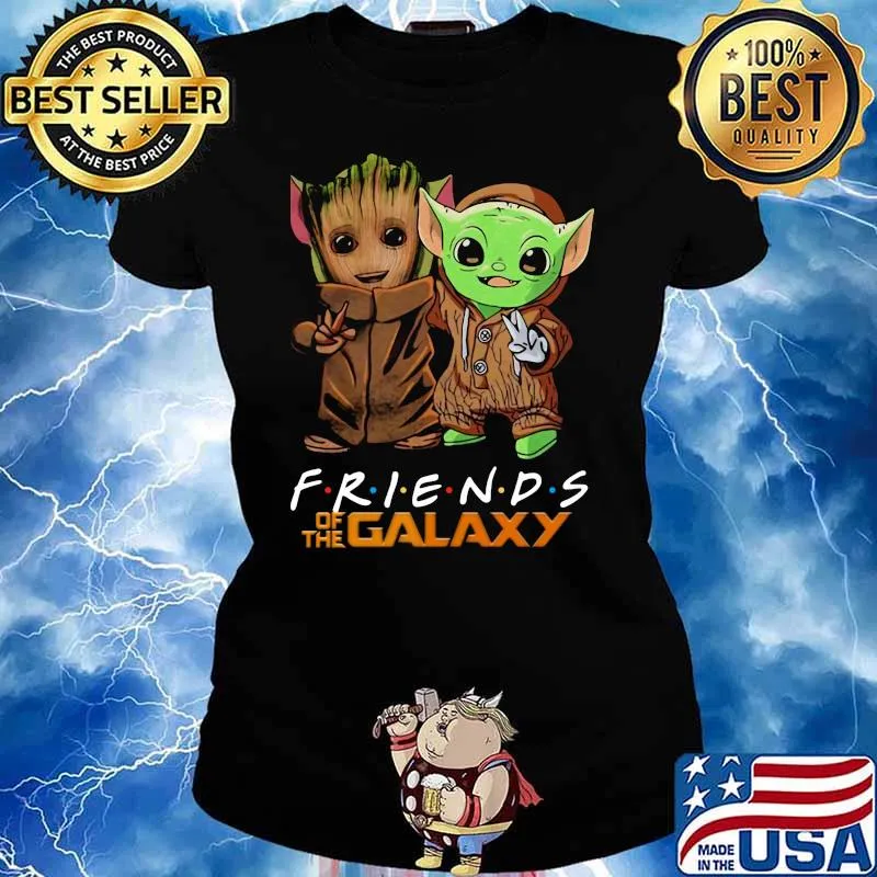 Friends Of The Galaxy Baby Groot And Baby Yoda Shirt Ladies tee