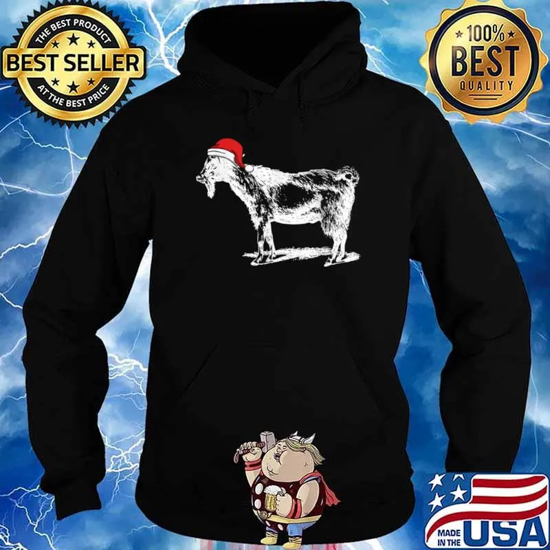 Goat in Santa Hat Christmas Pajama Shirt Hoodie