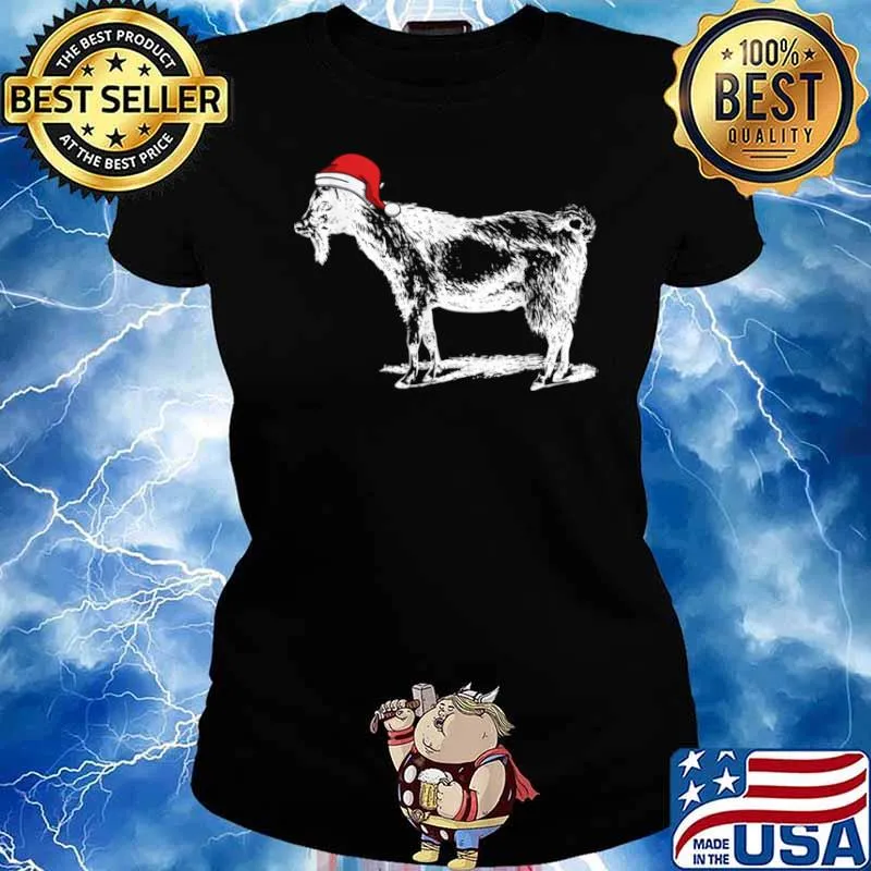 Goat in Santa Hat Christmas Pajama Shirt Ladies tee