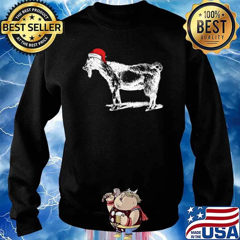 Goat in Santa Hat Christmas Pajama Shirt Sweater