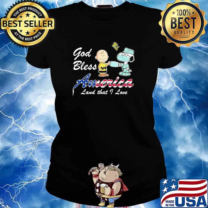God Bless American Land That I Love Snnopy And Charlie Covid 19 Shirt Ladies tee