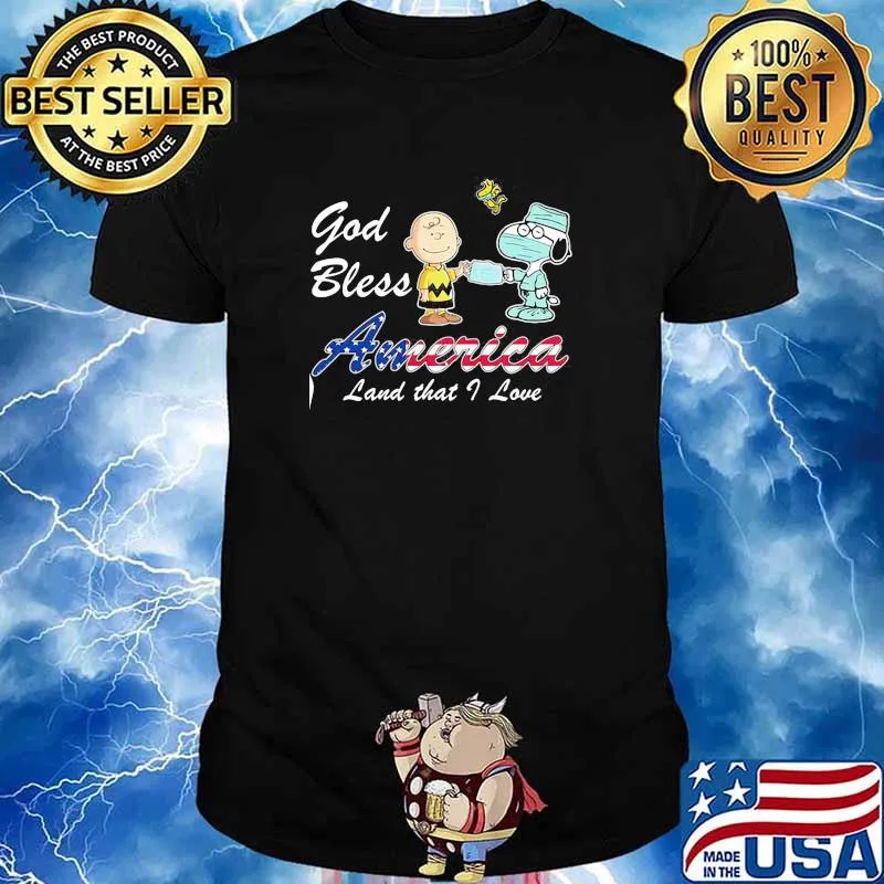 God Bless American Land That I Love Snnopy And Charlie Covid 19 Shirt