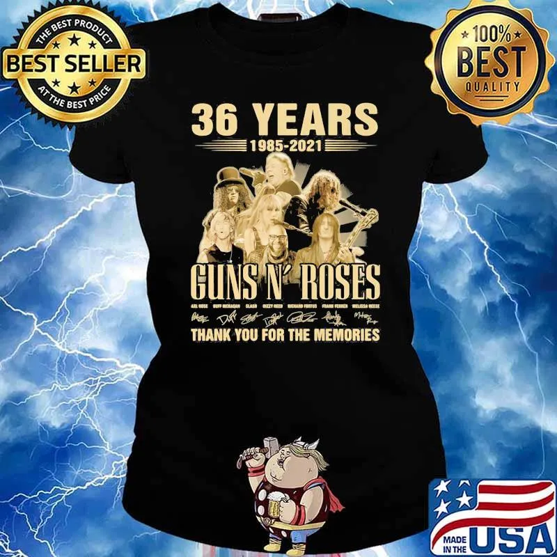 Guns And Roses 36 Years 1985 2021 Thank You For The Memories Signature Shirt Ladies tee