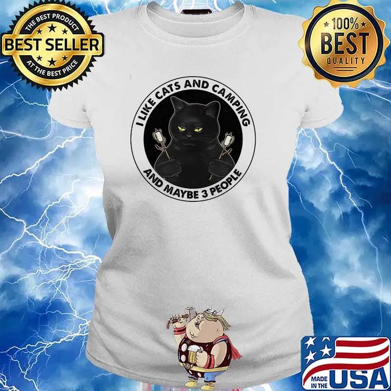 I Like Cats And Camping And Maybe 3 People Cat Shirt Ladies tee