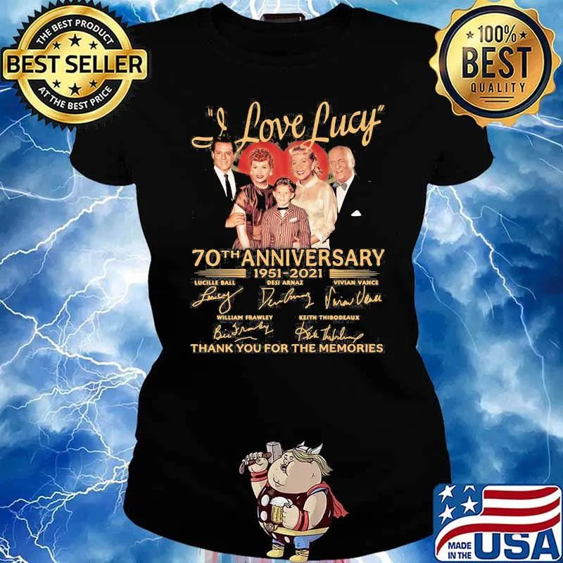 I Love Lucky 70th Anniversary 1951 2021 Thank You For The Memories Signature Shirt Ladies tee
