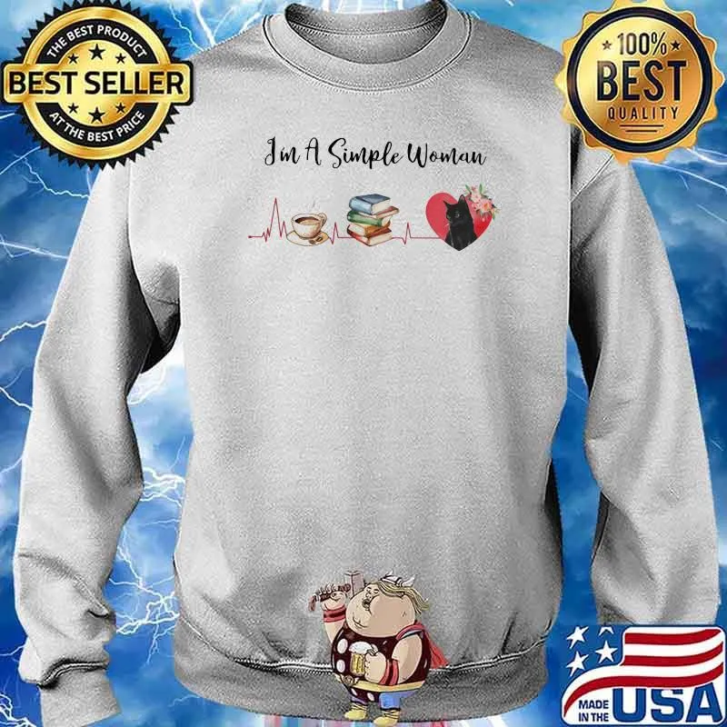 I'm A Simple Women Coffee Book And Cats Shirt Sweater