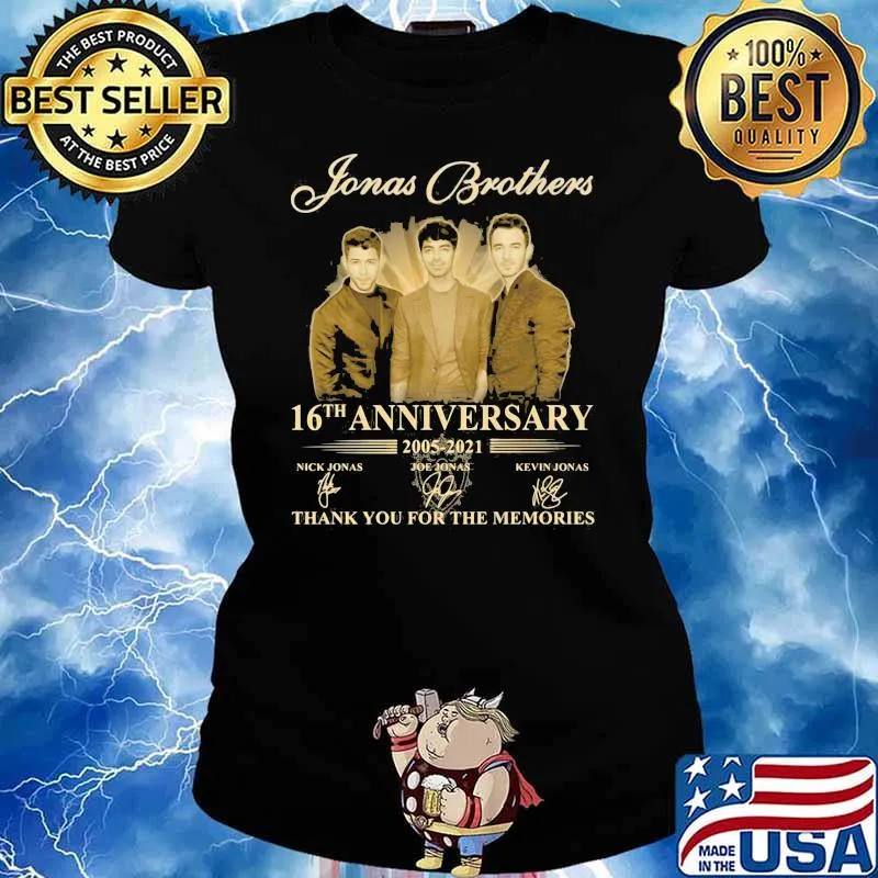 Jonas Brothers 16th Anniversary 2005 2021 Thank You For The Memories Signature Shirt Ladies tee