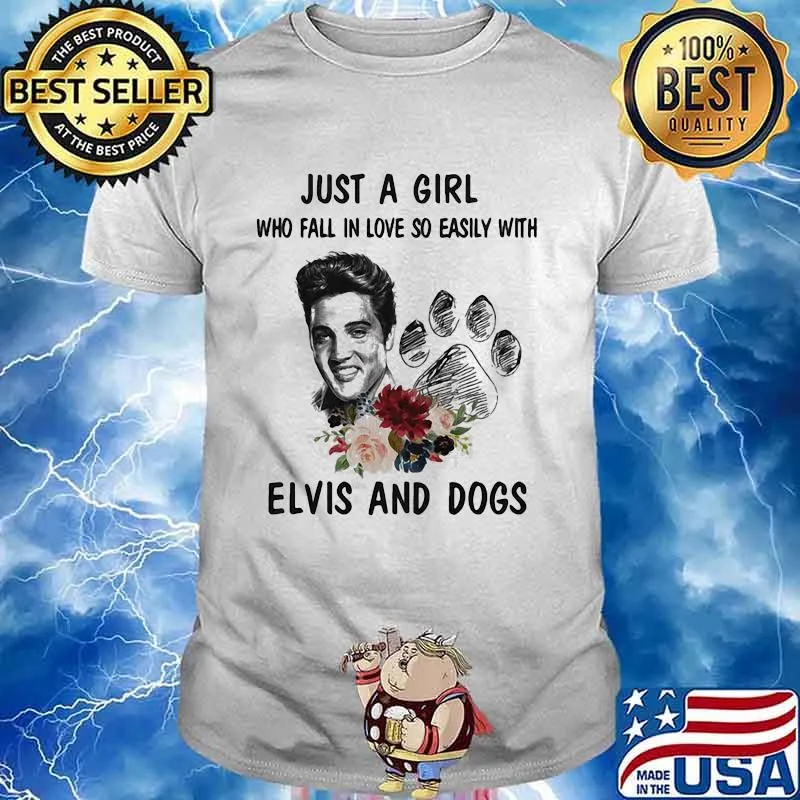 Just A Girl Who Fall In Love So Easily With Elvis And Dogs Flower Shirt