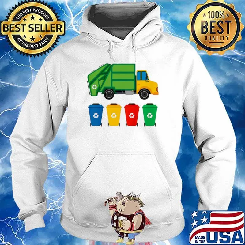 Kids garbage truck recycling bins earth day children toddler Hoodie