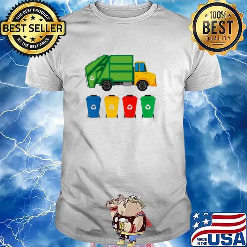 Kids garbage truck recycling bins earth day children toddler shirt