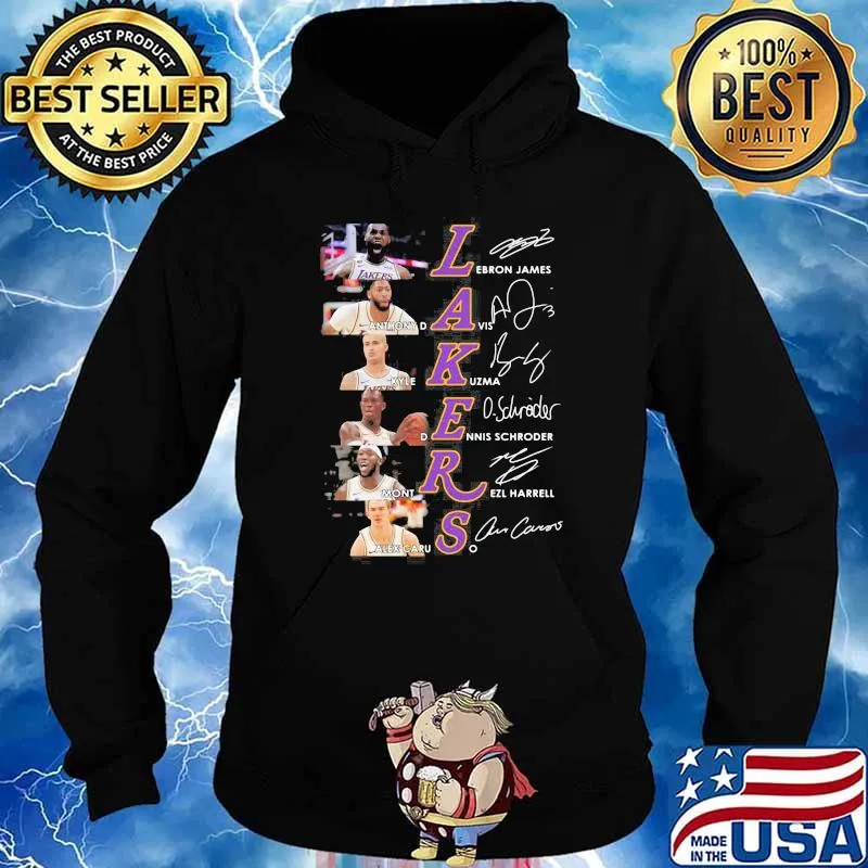 Lakers Lebron James Anthony Davis Kyle Kuzma Dennis Schroder Mont Rezl Harrell Alex Caruso signatures Hoodie