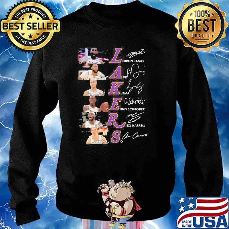 Lakers Lebron James Anthony Davis Kyle Kuzma Dennis Schroder Mont Rezl Harrell Alex Caruso signatures Sweater