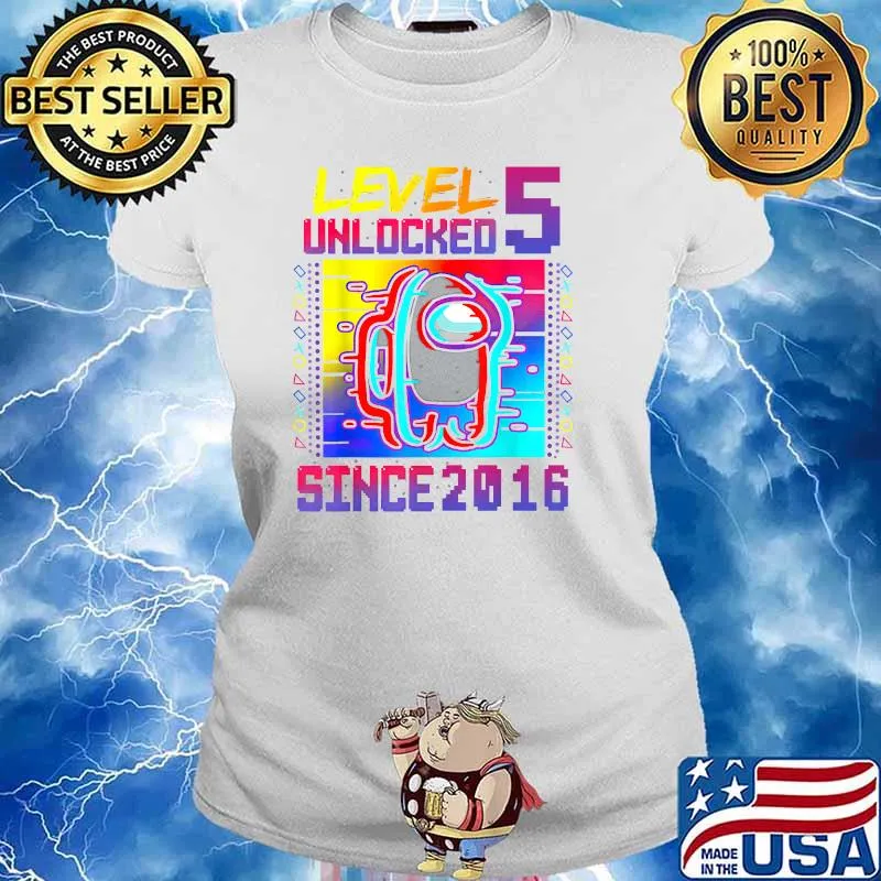 Level 5 Unlocked Since 2016 Among With Us 5th Birthday Shirt Ladies tee