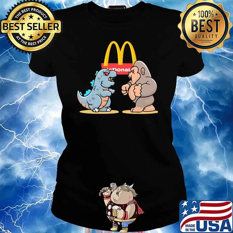 Mcdonalds Baby Kong And Baby Godzilla Shirt Ladies tee