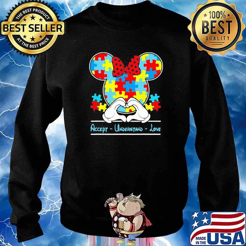Mickey Love Heart Accept Understand Autism Awareness Shirt Sweater