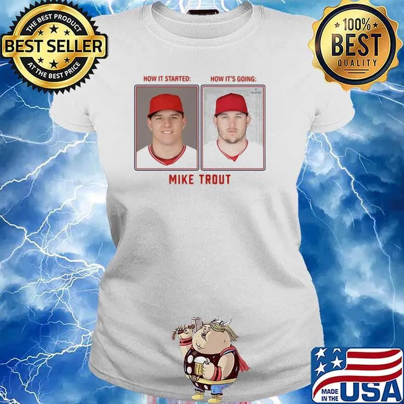 Mike Trout Then & Now Los Angeles Foosball Shirt Ladies tee