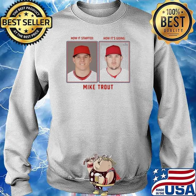 Mike Trout Then & Now Los Angeles Foosball Shirt Sweater