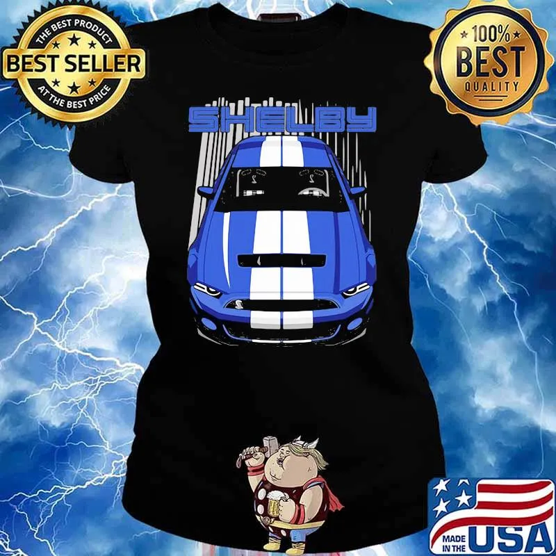 Mustang Shelby Gt500 S197 Blue And White Shirt Ladies tee