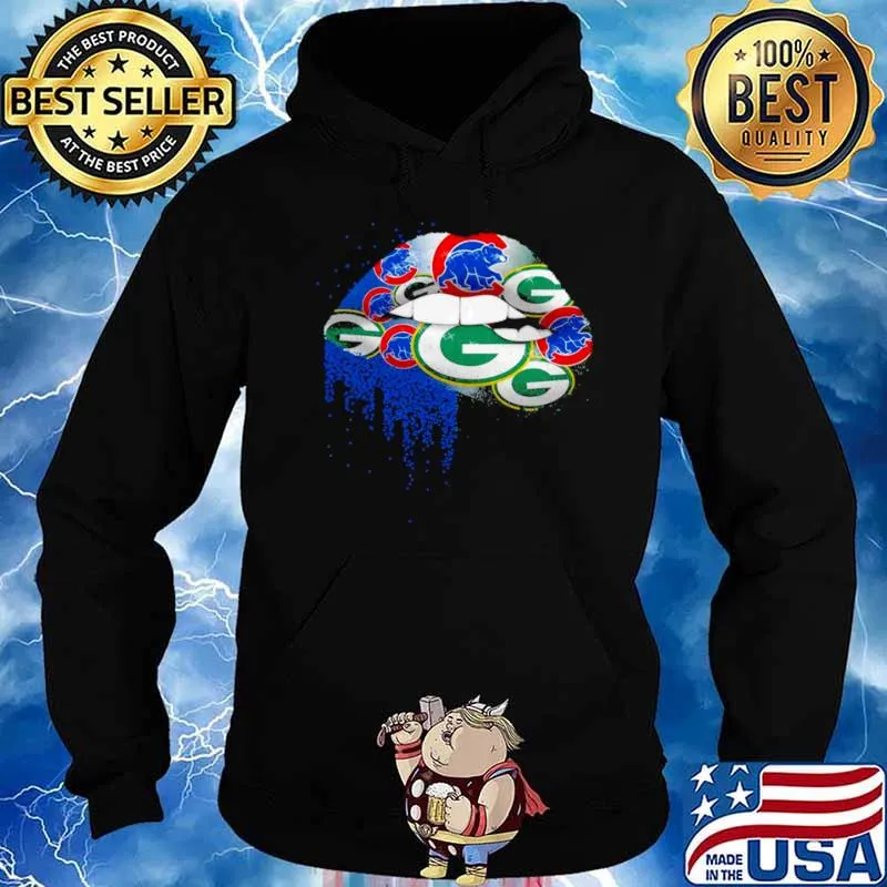 NFL Green Bay Packers and chicago cubs ipad Lips logo Hoodie