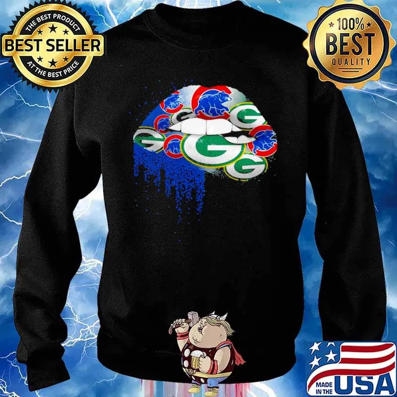 NFL Green Bay Packers and chicago cubs ipad Lips logo Sweater