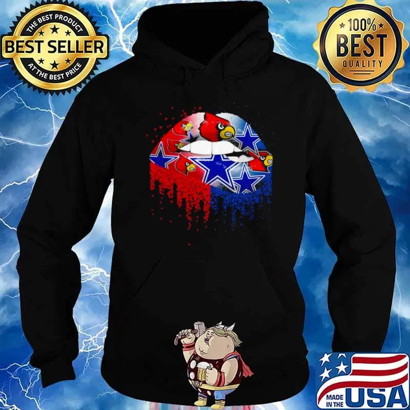 Nfl louisville cardinals and dallas cowboys lips logo Hoodie