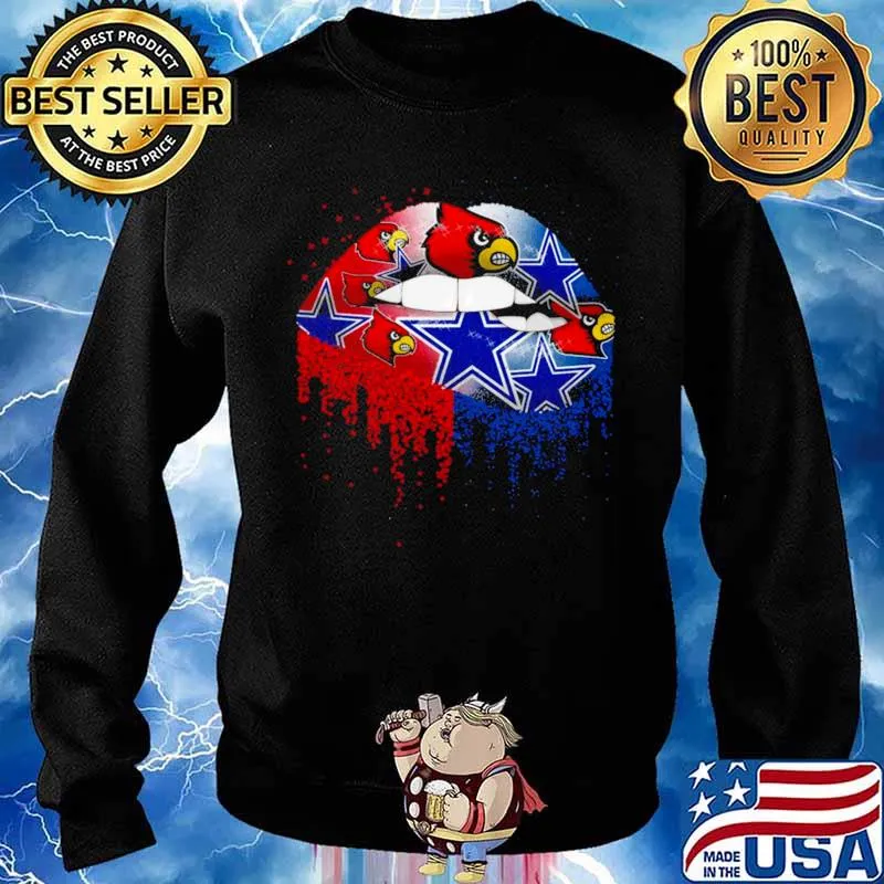 Nfl louisville cardinals and dallas cowboys lips logo Sweater
