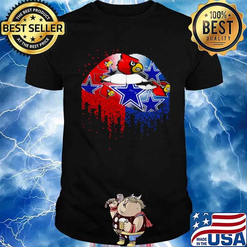 Nfl louisville cardinals and dallas cowboys lips logo shirt