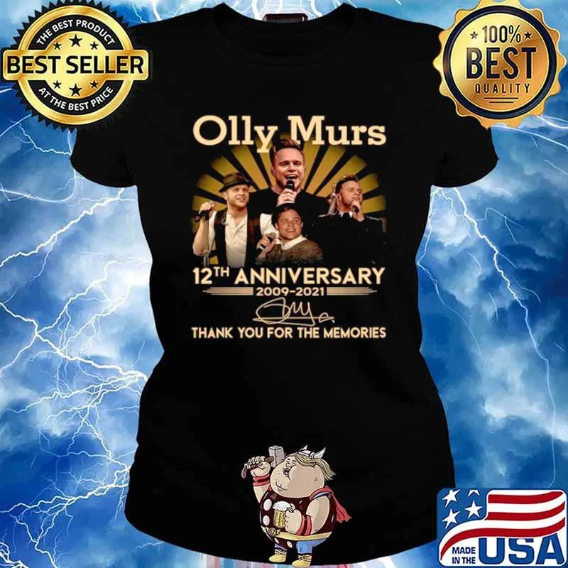 Olly Murs 12th Anniversary 2009 2021 Signature Thank You For The Memories Ladies tee