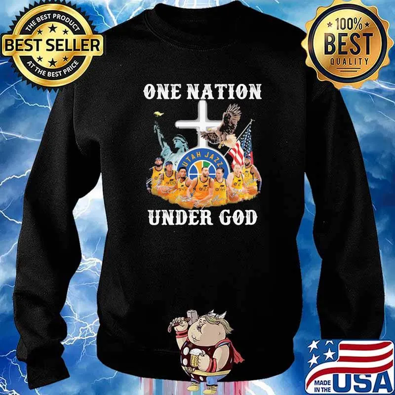 One Nation Under God Utah Jazz Signature American Flag Shirt Sweater