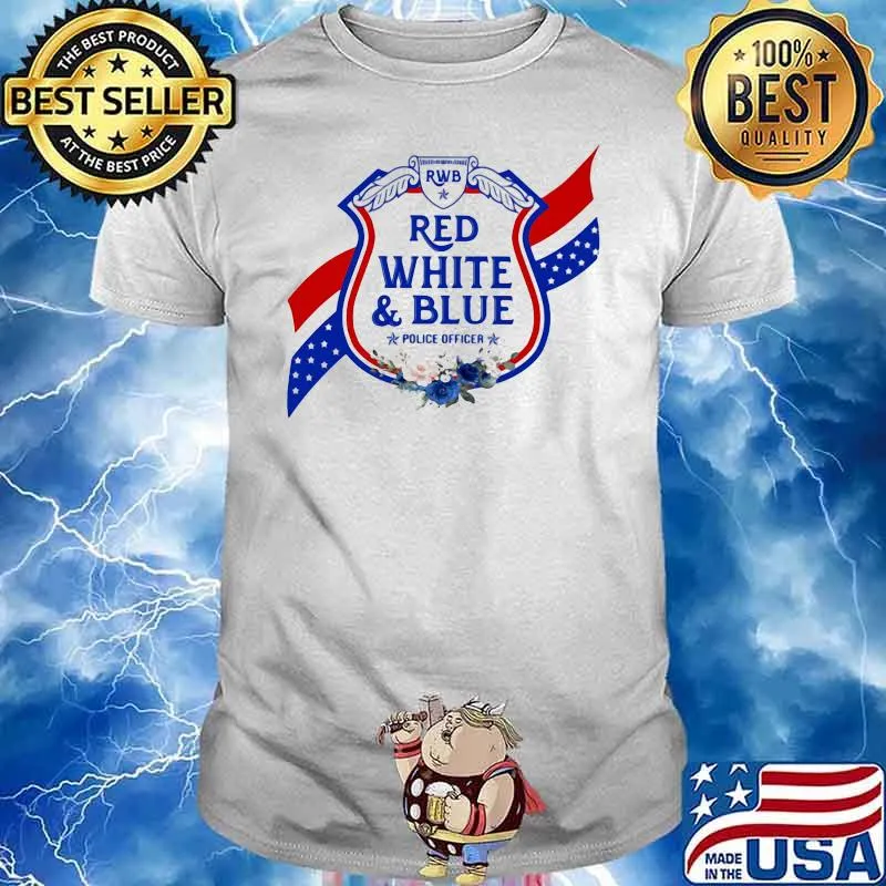 Red White And Blue Police Officer Flower Shirt