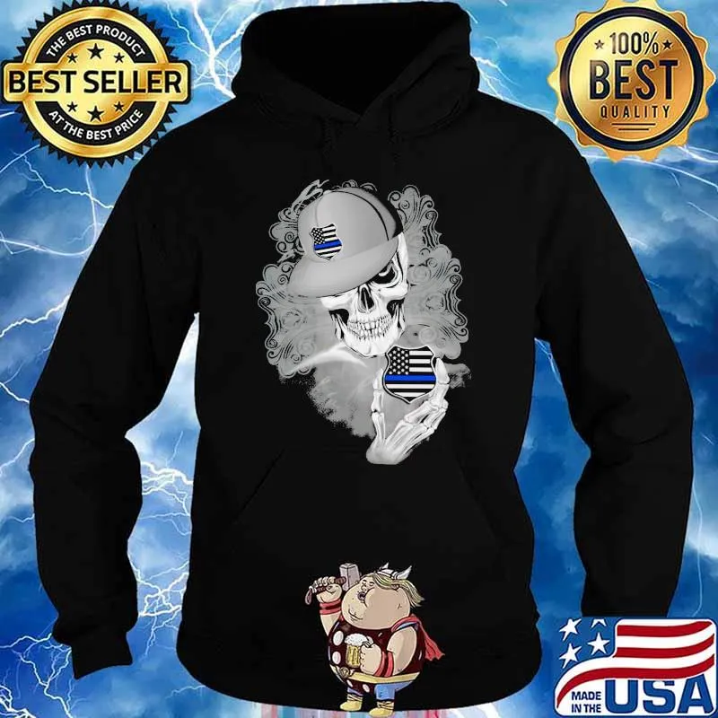 Skull And Blue Police American Flag Logo Shirt Hoodie