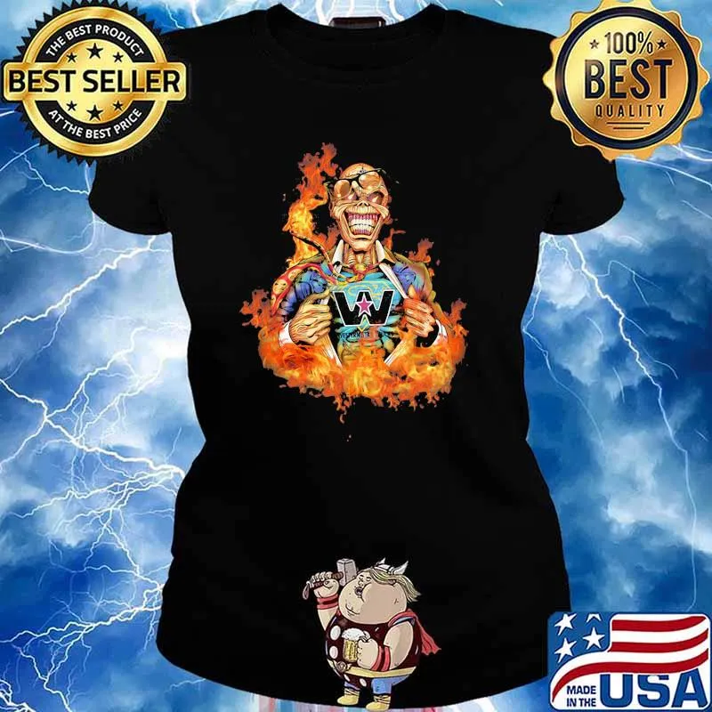 Skull Fire With Western Star Trucks Logo Shirt Ladies tee