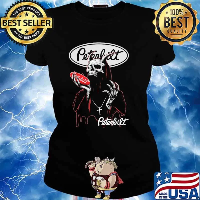 Skull Hold Peterbilt Logo Shirt Ladies tee