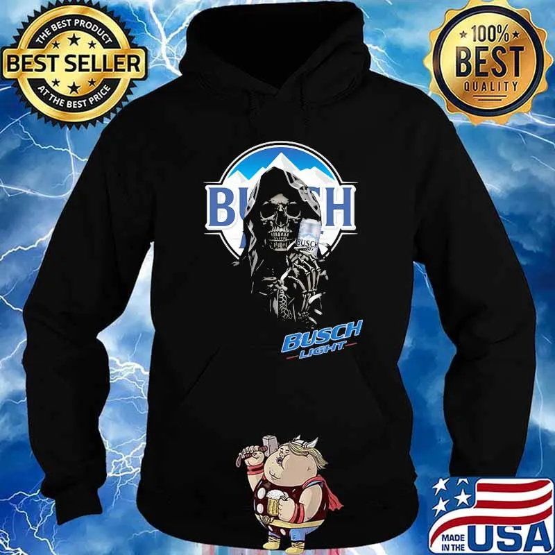 Skull Holding Busch Light Logo Shirt Hoodie